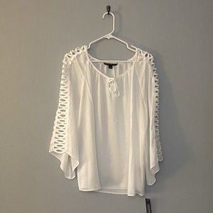 NWT White long sleeve blouse with side cutouts